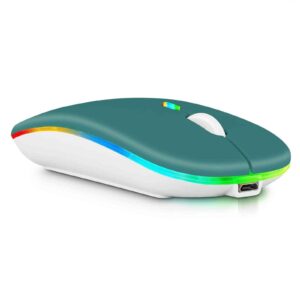 urbanx 2.4ghz & bluetooth mouse, rechargeable wireless mouse for huawei mediapad m5 8 bluetooth wireless mouse for laptop/pc/mac/computer/tablet/android rgb led deep green