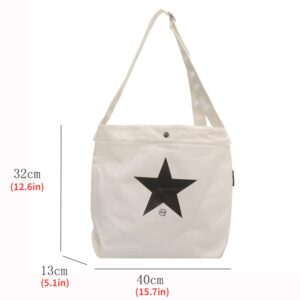 Y2k Women Star Canvas Shoulder Bags Casual Large Size Travel Bags Shoulder Bags Cross Body Bags Work Bag Crossbody (white)