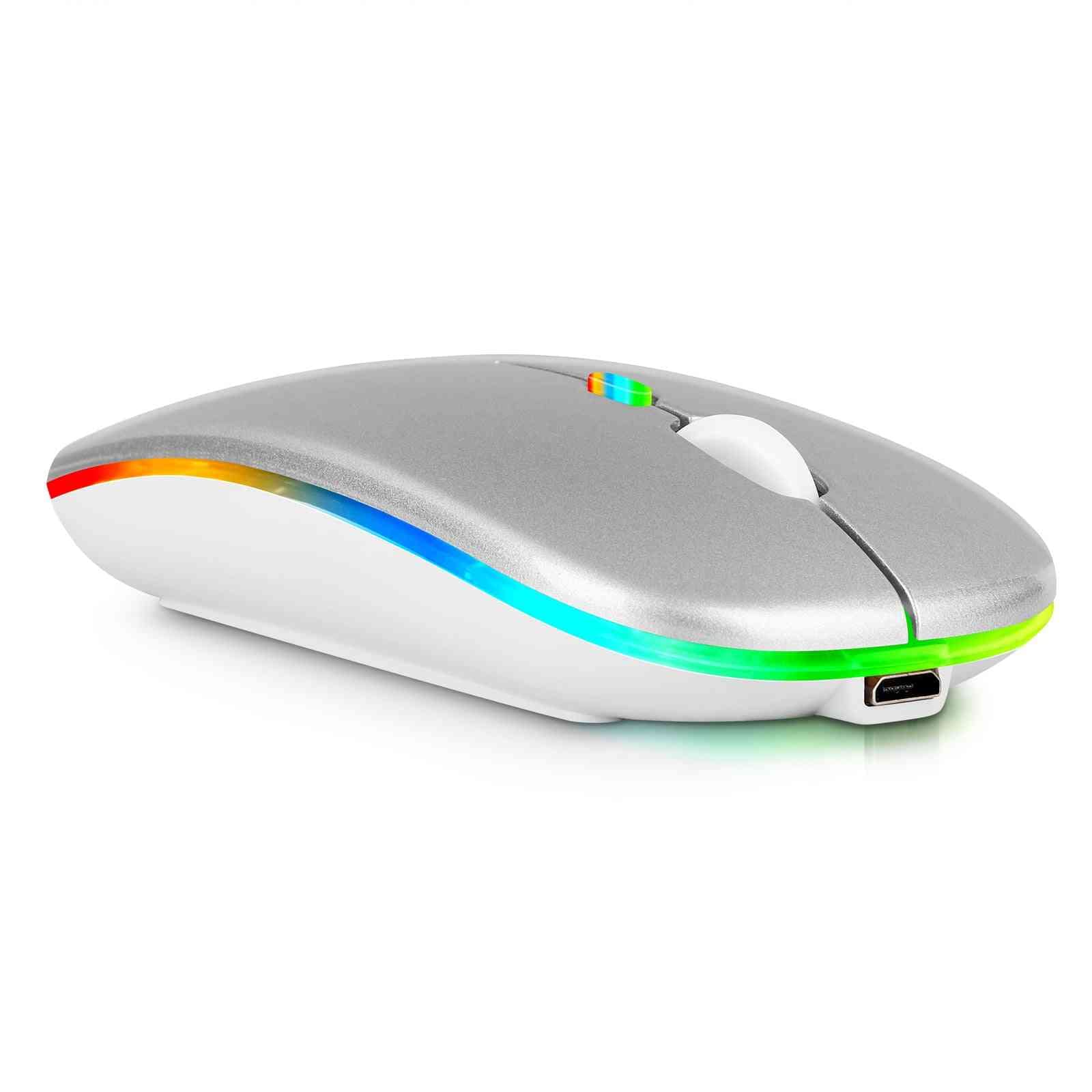 UrbanX 2.4GHz & Bluetooth Mouse, Rechargeable Wireless Mouse for Huawei nova 9 Pro Bluetooth Wireless Mouse for Laptop/PC/Mac/Computer/Tablet/Android RGB LED Silver