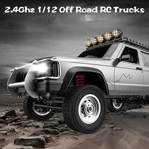 Goolsky RC Rock Crawler, 1:12 Scale Remote Control Car, 4WD Off Road RC Truck, 2.4Ghz All Terrains Climbing Vehicle, RC Car with LED Lights for Kids and Adults, Include 2 Batteries (Blue)