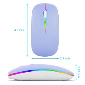 UrbanX 2.4GHz & Bluetooth Mouse, Rechargeable Wireless Mouse for MacBook air Bluetooth Wireless Mouse for Laptop/PC/Mac/Computer/Tablet/Android RGB LED Lavender Purple