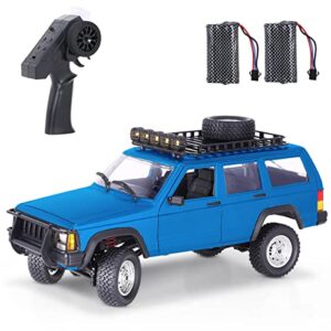 goolsky rc rock crawler, 1:12 scale remote control car, 4wd off road rc truck, 2.4ghz all terrains climbing vehicle, rc car with led lights for kids and adults, include 2 batteries (blue)