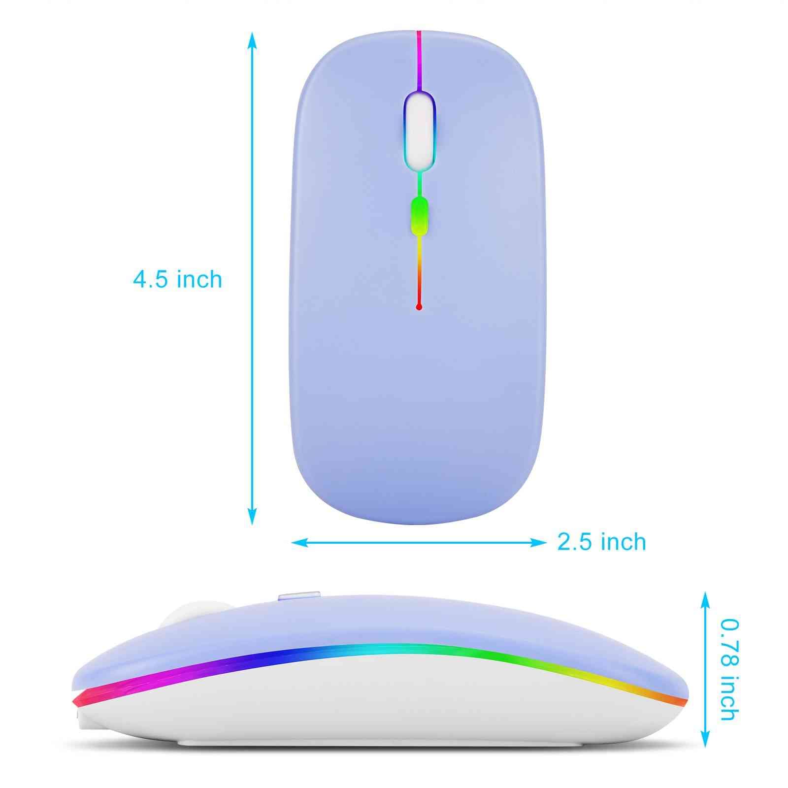 UrbanX 2.4GHz & Bluetooth Mouse, Rechargeable Wireless Mouse for Huawei nova 6 Bluetooth Wireless Mouse for Laptop/PC/Mac/Computer/Tablet/Android RGB LED Lavender Purple