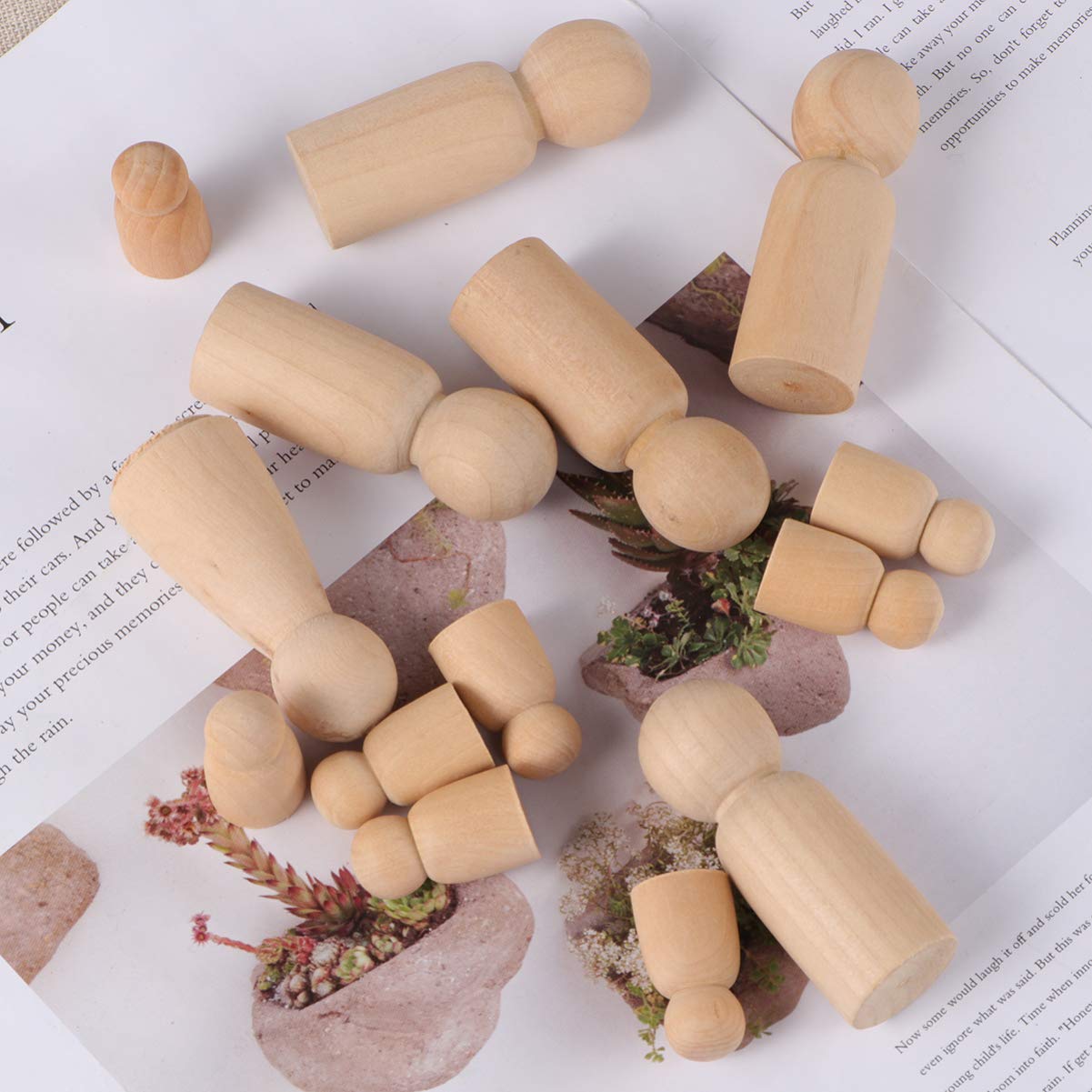 Gadpiparty Unfinished Natural Wooden Peg Dolls Peg People, Doll Bodies, Wooden Figures, Decorative Peg Doll People for DIY Graffiti Painting Handicrafts Wooden Peg Games