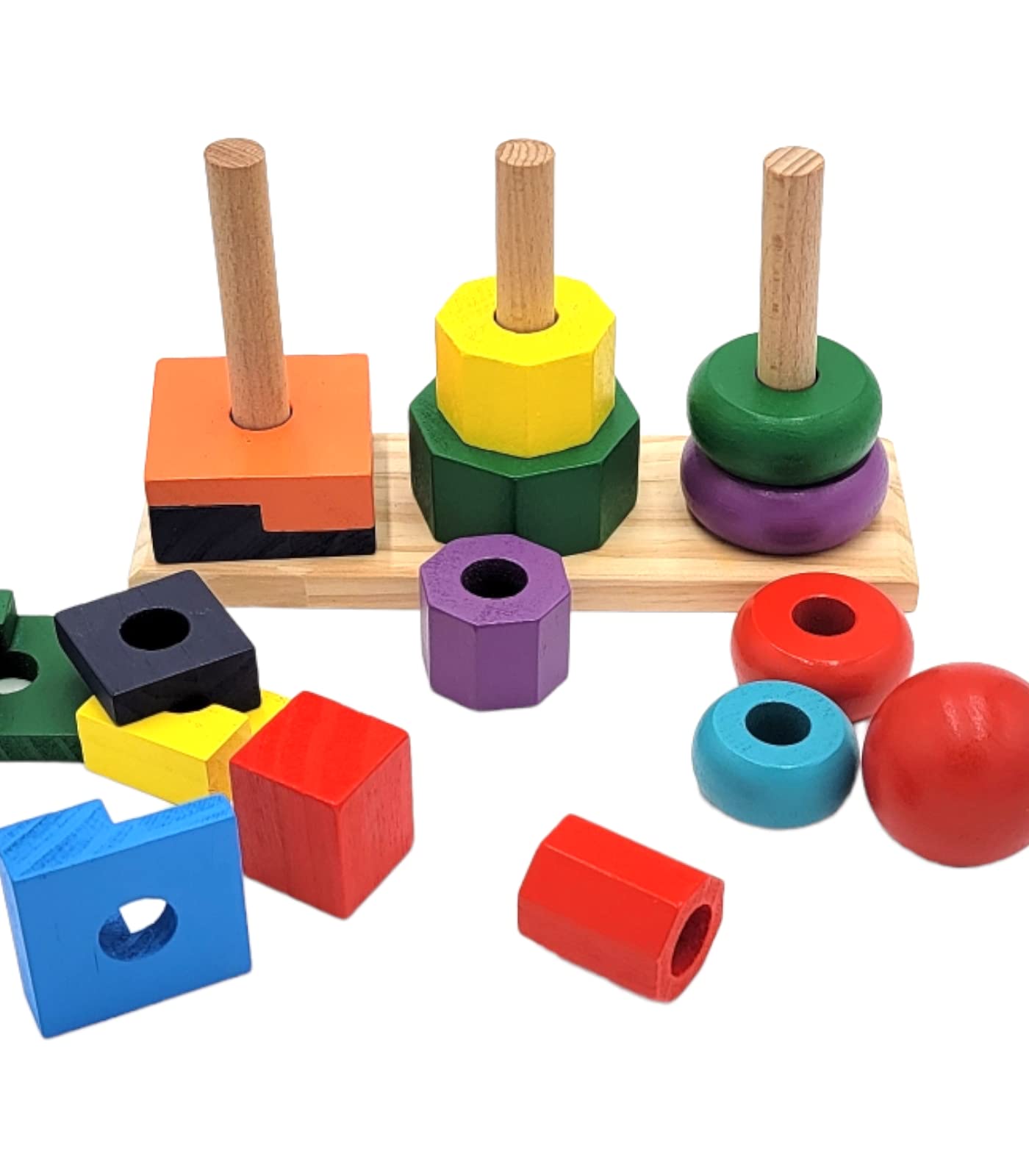 Wooden Shape Tower is A Great Early Educational Toy for Toddlers and Kids. It Helps to Develop Matching, Sorting and Classifying Skills Great for Toddlers 2+ Years