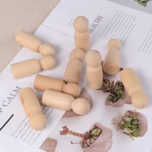 Gadpiparty Unfinished Natural Wooden Peg Dolls Peg People, Doll Bodies, Wooden Figures, Decorative Peg Doll People for DIY Graffiti Painting Handicrafts Wooden Peg Games