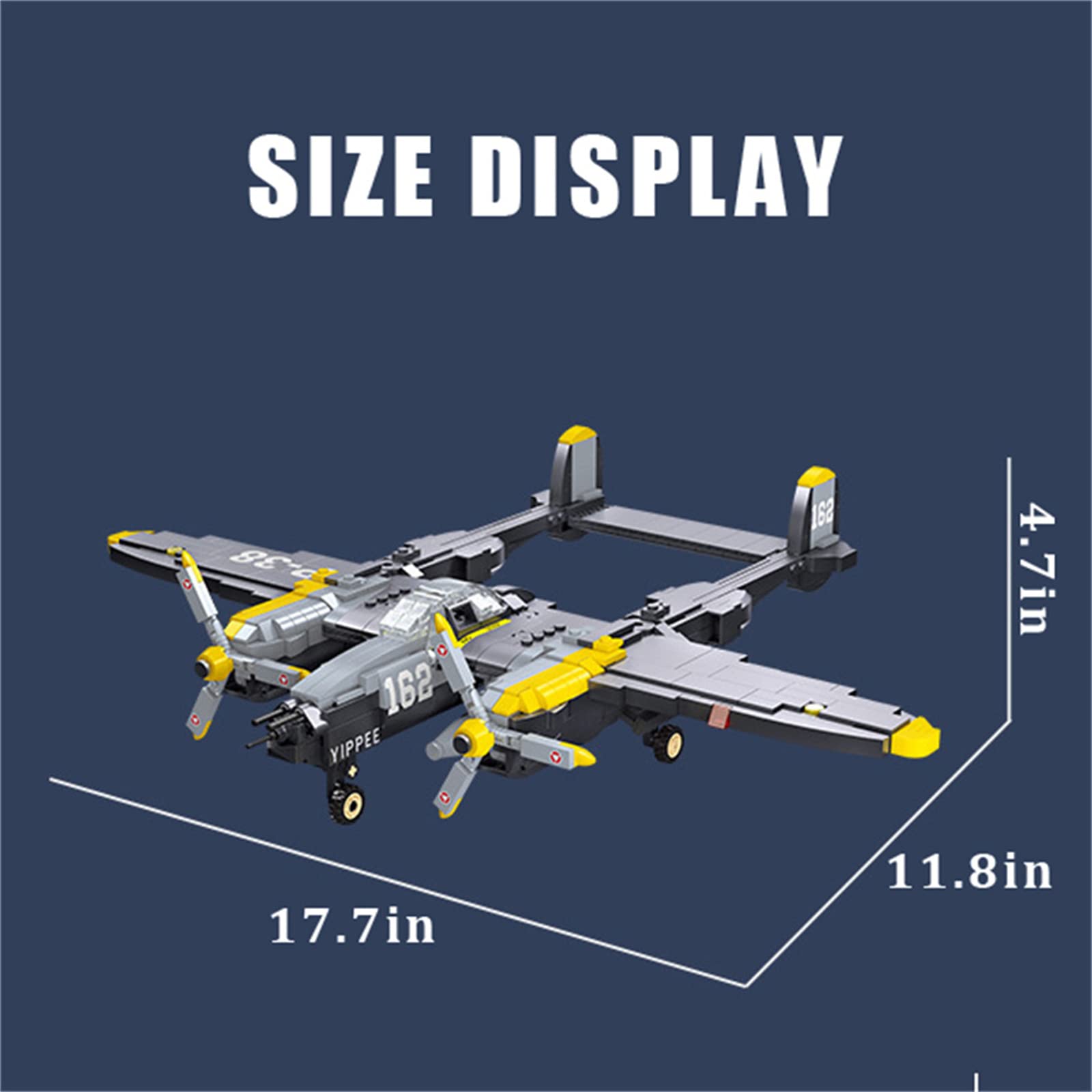 MEOA Fighter Jet Building Sets for Boys 8-12 937pcs P38 Lightning Fighter Building Blocks Toys WW2 Airplane Building Toys for Kids and Adults