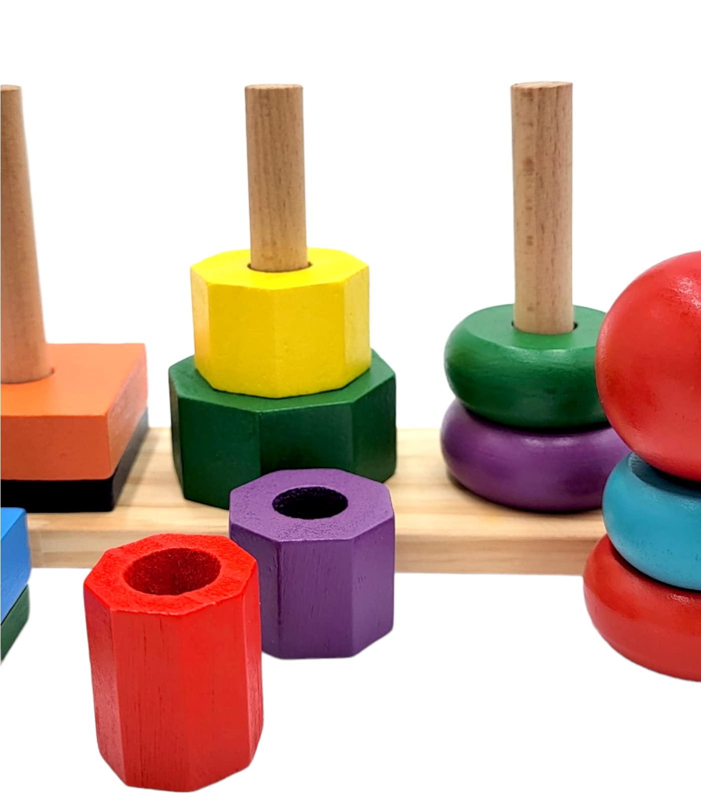 Wooden Shape Tower is A Great Early Educational Toy for Toddlers and Kids. It Helps to Develop Matching, Sorting and Classifying Skills Great for Toddlers 2+ Years