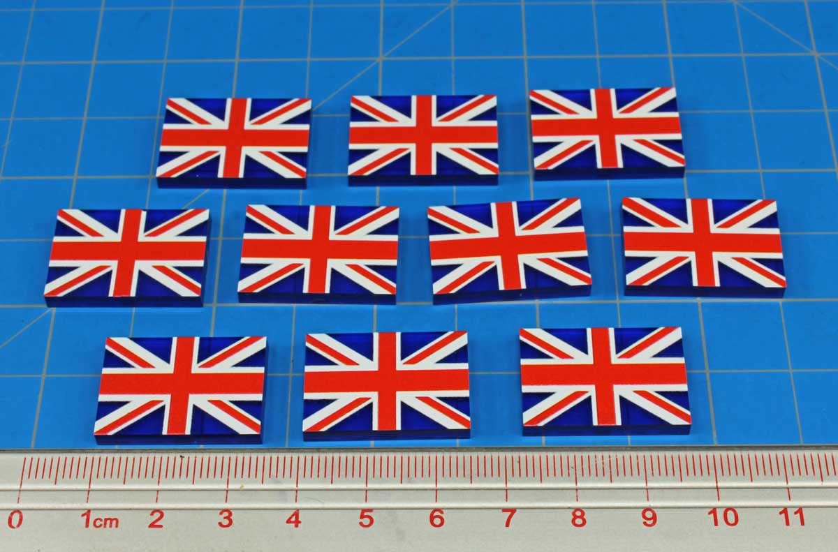 LITKO World War Two Miniature Wargame Flag Tokens | Historical Game Pieces | Compatible with Bolt Action and Flames of War | 10 Pack (United Kingdom)