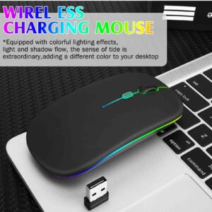 UrbanX 2.4GHz & Bluetooth Mouse, Rechargeable Wireless Mouse for Huawei MatePad Pro 10.8 (2021) Bluetooth Wireless Mouse for Laptop/PC/Mac/Computer/Tablet/Android RGB LED Onyx Black