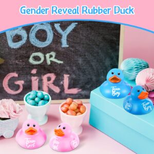 24 Pieces Pink Blue Gender Reveal Rubber Ducks in Bulk Mini Ducky Bath Toys Team Girl Team Boy Small Ducks for Baby Shower Gender Reveal Party Favor Decorations