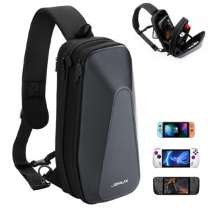 JSAUX Sling Bag for Steam Deck/ROG Ally/Steam Deck OLED, Carrying Case with EVA Hard Shell, Double-layer Bag For Switch,Steam Deck Docking Station&Accessories Cross Body Bag for Travel-BG0105A