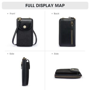 Kattee Women Crossbody Cell Phone Purse RFID Blocking PU Leather Small Phone Wallet Purses Handbags Card Holder Bags (Black)