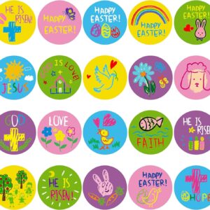 Haooryx 600PCS Religious Bible Stickers for Kid Cartoon Catholic Child Drawn Christian Religious Sticker Jesus He is Risen Sticker Spring Scripture Faith Sticker for Sunday School Party Art Craft