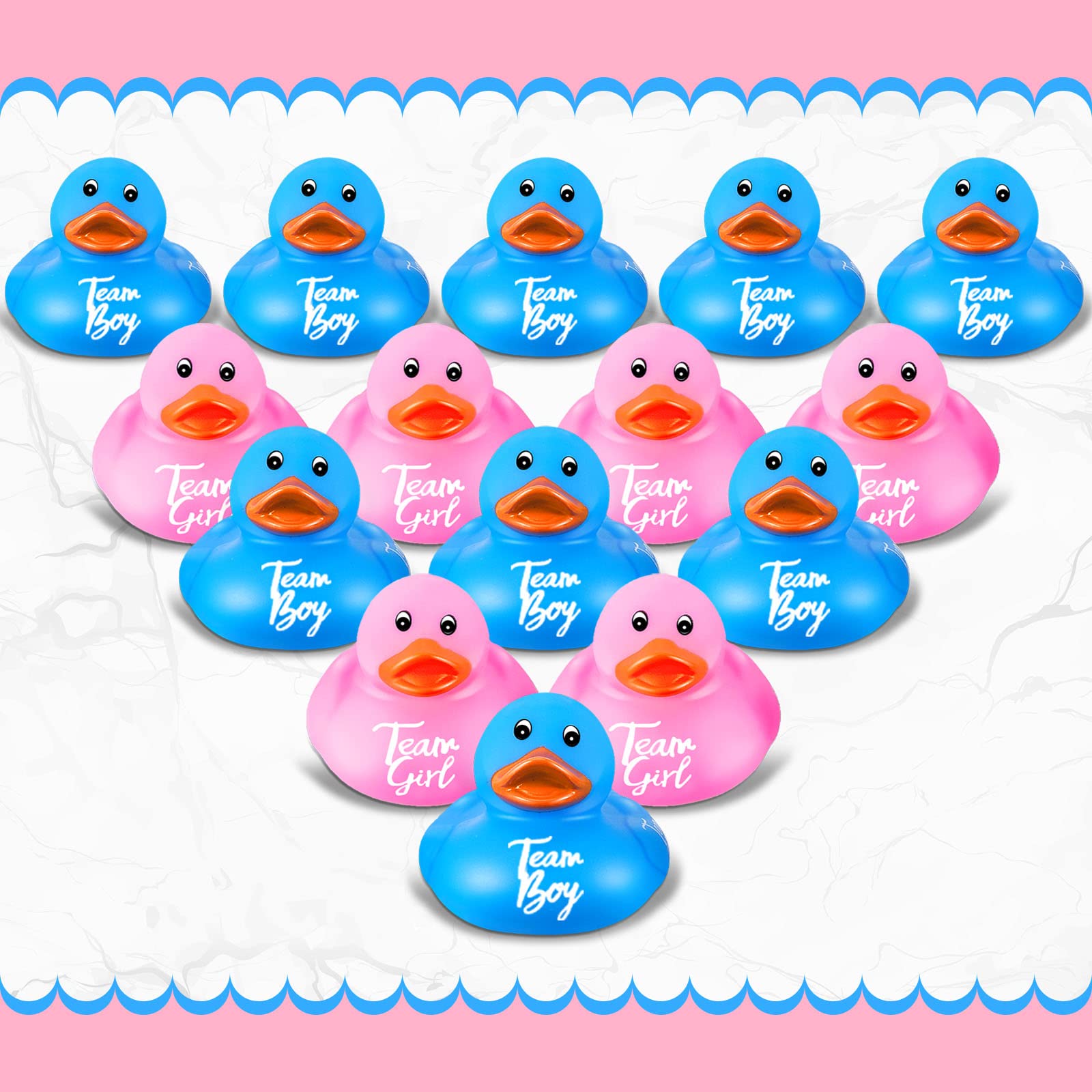 24 Pieces Pink Blue Gender Reveal Rubber Ducks in Bulk Mini Ducky Bath Toys Team Girl Team Boy Small Ducks for Baby Shower Gender Reveal Party Favor Decorations