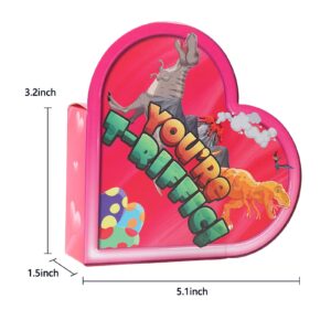 Lumiparty 12 Packs Valentines Dinosaur Building Blocks Toys with Heart Boxes for Valentine Kids Classroom Exchange, Prize Supplies, Valentine’s Gifts Exchange School Rewards