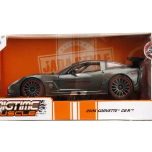 Big Time Muscle 1:24 2005 Chevy Corvette C6R Die-cast Car Charcoal Grey, Toys for Kids and Adults