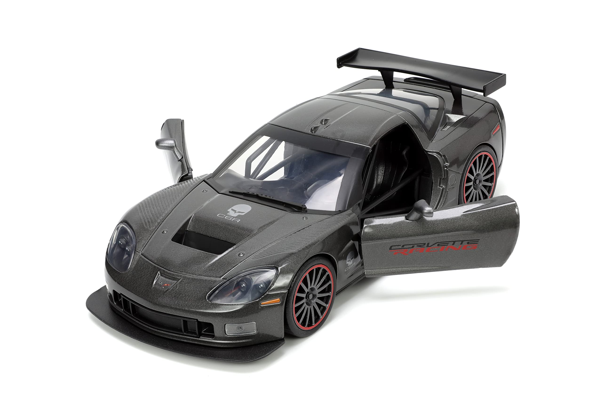 Big Time Muscle 1:24 2005 Chevy Corvette C6R Die-cast Car Charcoal Grey, Toys for Kids and Adults