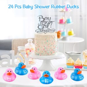 24 Pieces Pink Blue Gender Reveal Rubber Ducks in Bulk Mini Ducky Bath Toys Team Girl Team Boy Small Ducks for Baby Shower Gender Reveal Party Favor Decorations