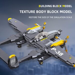 MEOA Fighter Jet Building Sets for Boys 8-12 937pcs P38 Lightning Fighter Building Blocks Toys WW2 Airplane Building Toys for Kids and Adults