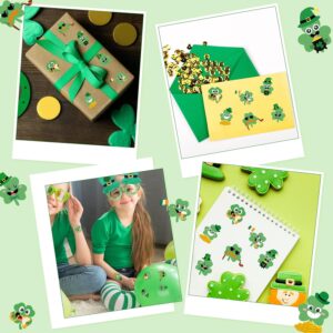 Haooryx 300PCS St Patrick’s Day Sticker Scene Roll Make Your Own Irish Shamrock Face Stickers DIY Lucky Clover Self Adhesive Sticker Art Craft for Kids Sticker Game St Patrick Party Favor Gift Supply