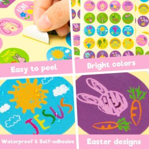 Haooryx 600PCS Religious Bible Stickers for Kid Cartoon Catholic Child Drawn Christian Religious Sticker Jesus He is Risen Sticker Spring Scripture Faith Sticker for Sunday School Party Art Craft