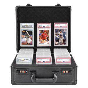 graded card storage box with coded lock, 120 bgs sgc psa graded card storage box sports card slab case waterproof display trading card case,easy to carry(3 slots no card)