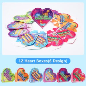 Lumiparty 12 Packs Valentines Dinosaur Building Blocks Toys with Heart Boxes for Valentine Kids Classroom Exchange, Prize Supplies, Valentine’s Gifts Exchange School Rewards