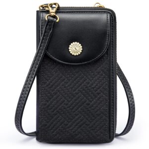 Kattee Women Crossbody Cell Phone Purse RFID Blocking PU Leather Small Phone Wallet Purses Handbags Card Holder Bags (Black)