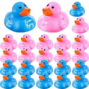 24 Pieces Pink Blue Gender Reveal Rubber Ducks in Bulk Mini Ducky Bath Toys Team Girl Team Boy Small Ducks for Baby Shower Gender Reveal Party Favor Decorations