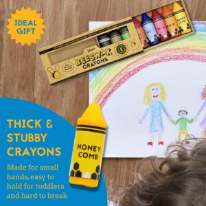 Hieno 100% Pure Beeswax Crayons Non Toxic Handmade - Natural Jumbo Crayons Safe For Kids & Toddlers With Natural Food Coloring - Crayon For Toddlers Shaped For Perfect Grip (Rounded) - Toddler Colors