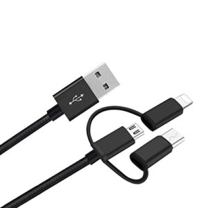 BoxWave Cable Compatible with Corsair HS75 XB Wireless - AllCharge 3-in-1 Cable for Corsair HS75 XB Wireless - Jet Black