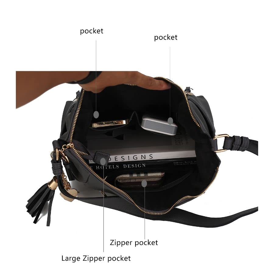 MKF Collection Shoulder Bag for Women, Vegan Leather Crossbody, Hobo Fashion Handbag Messenger Purse