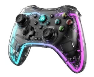 thunder tech wireless switch controller/transparent look/back buttons/compatible with n-switch/switch lite/oled/dual vibration/compatible with pc and programmable