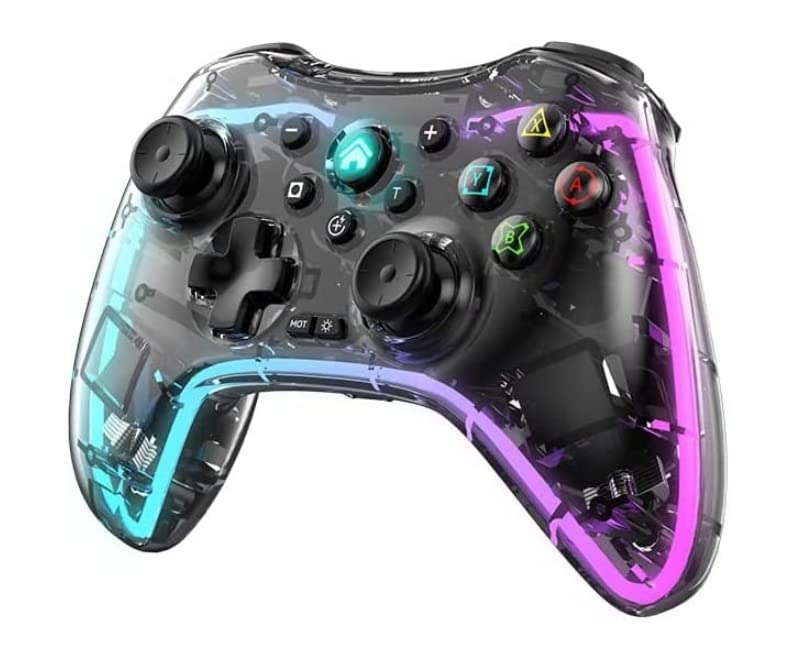 Thunder Tech Wireless Switch Controller/Transparent Look/Back Buttons/Compatible with N-Switch/Switch Lite/OLED/Dual Vibration/Compatible with PC and programmable