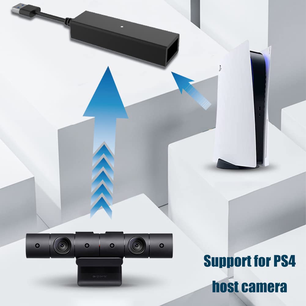 Diyeeni for PS5 for PS4 Camera Adapter Cable, PS VR Converter Cable with LED Indicator, Portable Converter Connecting Cable for PS5 Game Console for PS4 Host Camera