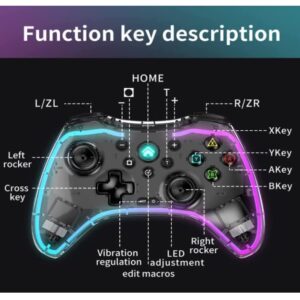 Thunder Tech Wireless Switch Controller/Transparent Look/Back Buttons/Compatible with N-Switch/Switch Lite/OLED/Dual Vibration/Compatible with PC and programmable