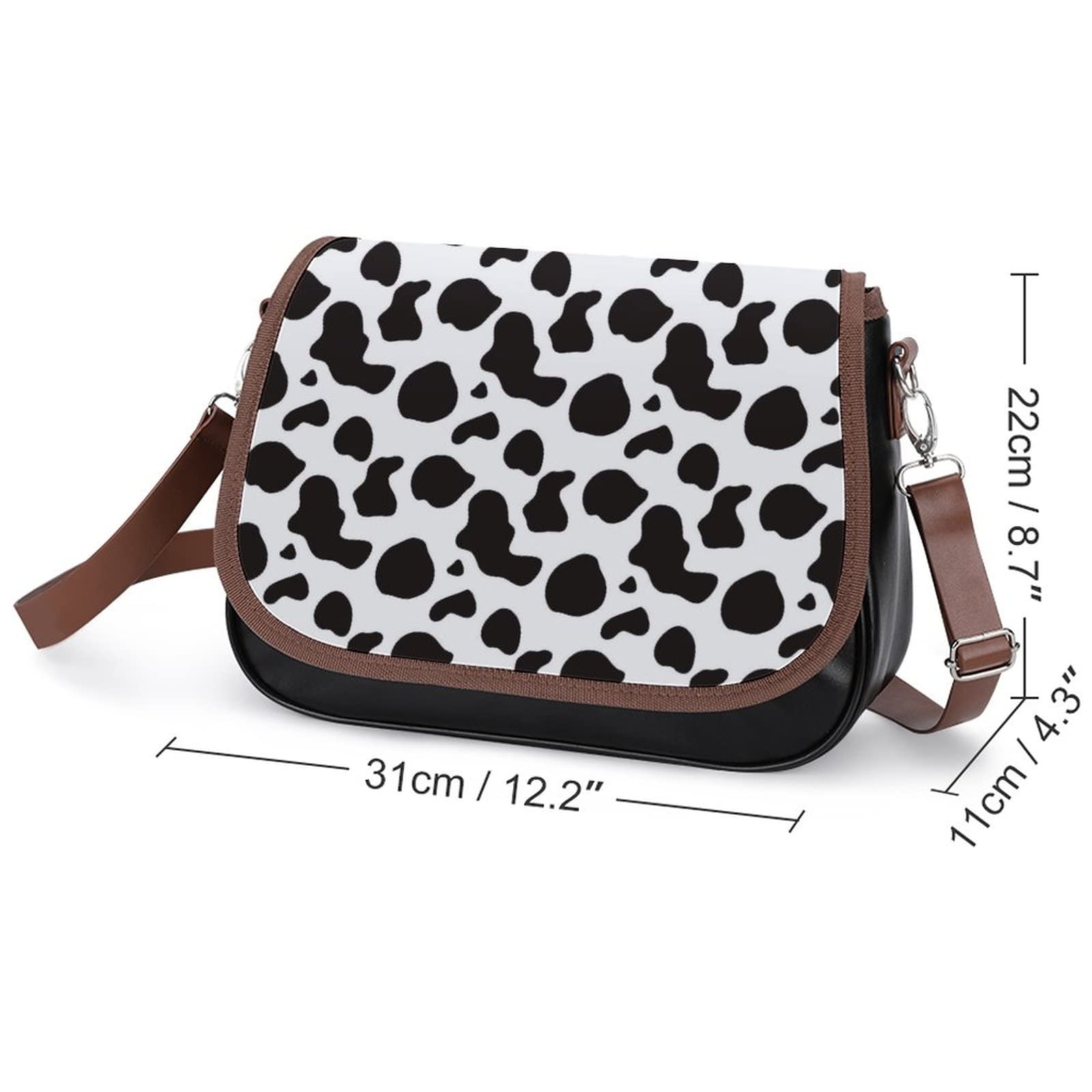 Cow Print Cute Funny Leather Shoulder Bag for Women Crossbody Fashion Purse