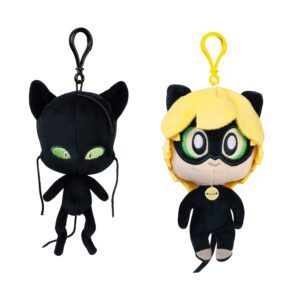 P.M.I. Miraculous Ladybug Plush Clip-on Toys | Two of Four 5-Inch-Tall Collectibles | Miraculous Ladybug Toys and Playable Mini Toys | Plagg and Cat Noir| Miraculous Ladybug Kids’ Toys