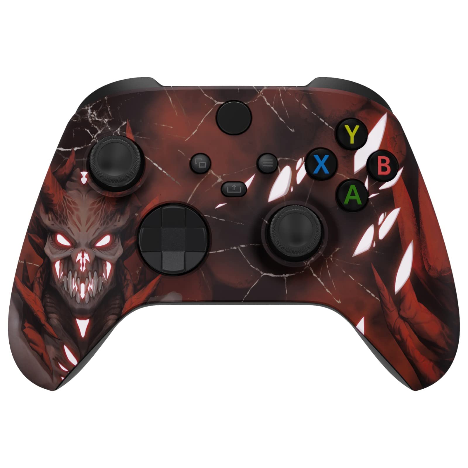 eXtremeRate Glow in Dark Shell for Xbox Series X & S Controller - Unleash Your Style - Scarlet Demon Custom Acessories Skin Front Housing Cover for Xbox Core Controller Wireless [Control NOT Included]