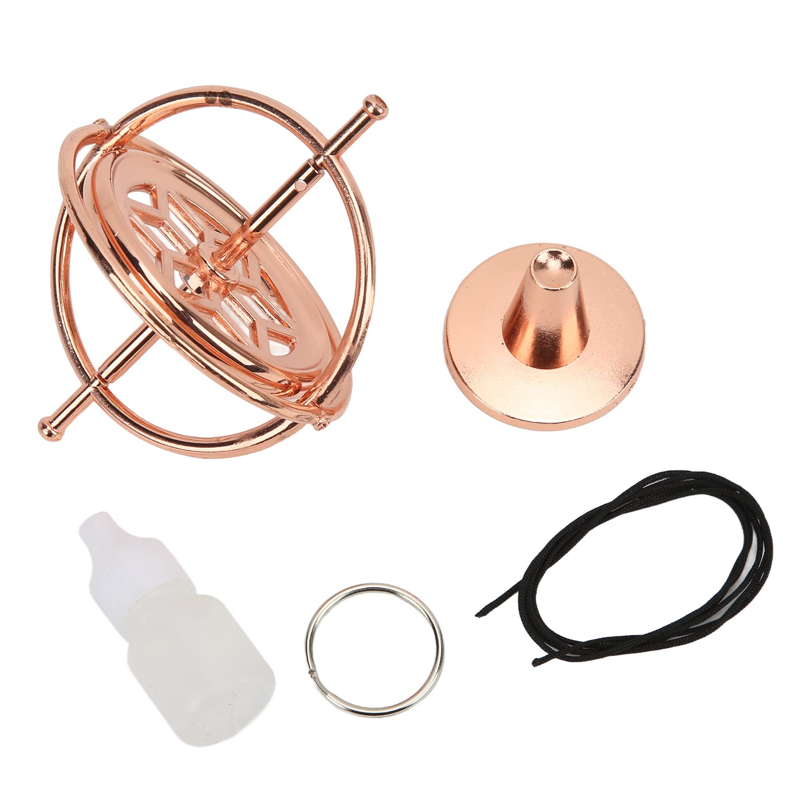 Spinning Top Toy, Zinc Alloy Decompression Rose Gold Balanced Gyroscope with Rope for Decoration for Gift