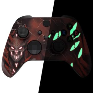 eXtremeRate Glow in Dark Shell for Xbox Series X & S Controller - Unleash Your Style - Scarlet Demon Custom Acessories Skin Front Housing Cover for Xbox Core Controller Wireless [Control NOT Included]