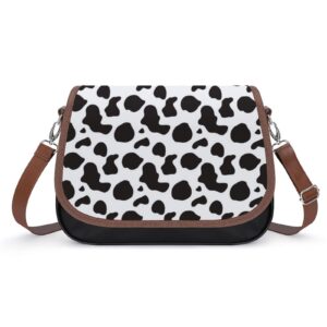 cow print cute funny leather shoulder bag for women crossbody fashion purse