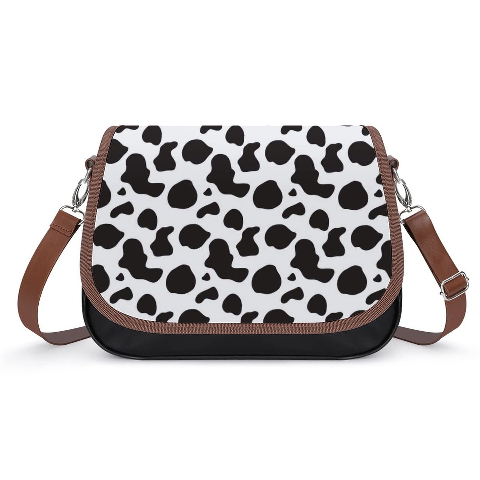 Cow Print Cute Funny Leather Shoulder Bag for Women Crossbody Fashion Purse