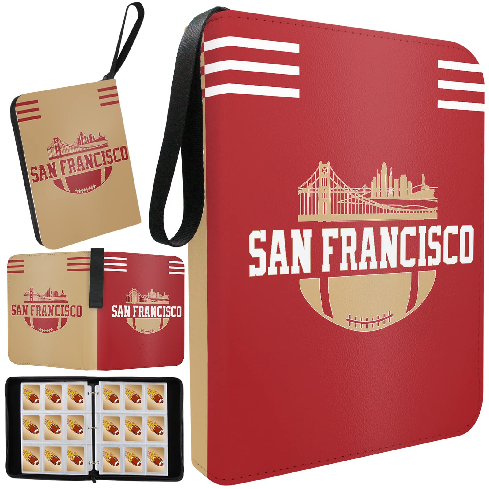 KivolFun San Francisco Football Card Binder with Sleeves, 900 Pocket, 3 Ring, Waterproof, Dustproof, Durable