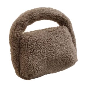 XPONNI Fuzzy Dumpling Bag, Cute Fluffy Bags Y2k, Cute Mini Handbags, Faux Fur Bag, Plush Underarm Bag (Light Brown)