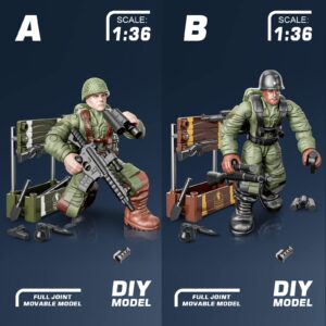 MEIEST WWII Soldier Model Equipment Assembly Building Block Toys,8 PCS Soldier Action Mini-Figures with Multiple Military Weapons Accessories,Party Favors Set for Boys