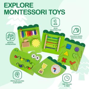 Monläurd® Crocodile Montessori Busy Board,Sensory Board,Educational Toys,Activity Cube,Wall Toys,Daycare Furniture,Playroom Furniture,Interactive Toys,Wooden Toys,Learning Toys,Boys and Girls 6 M+