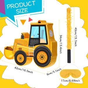 Construction Dump Truck Piñata Construction Piñata with Blindfold and Bat Construction Party Supplies Tractor Excavator Piñata for Kids Construction Truck Birthday Decor(Bulldozer)