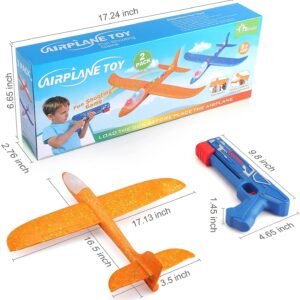 BLUEJAY Airplane Launcher Toys, 2 Flight Modes LED Foam Glider Catapult Plane, Outdoor Sport Flying Toy for Kids, for Age 4 5 6 7 8 9 10 12 Year Old Boys Girls(2 Pack)